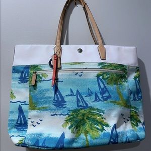 Coach Beach Motif Canvas Large Tote Bag 🌴🌊⛵️